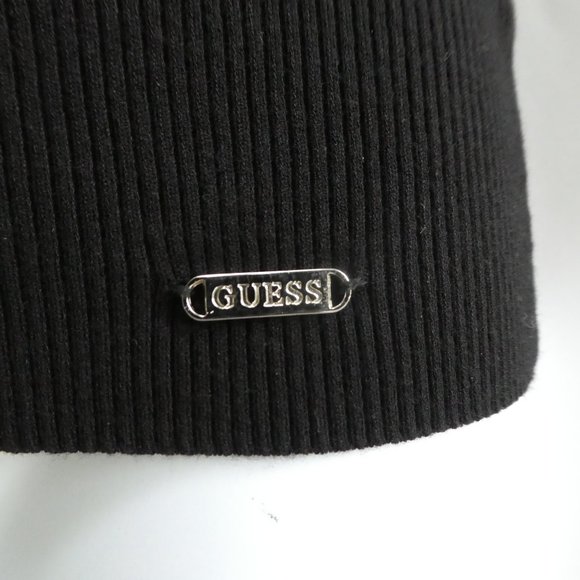 Guess Jeans V Neck Sweater Contrasting Dash Stripes Silk Flutter Sleeves Fitted - Picture 4 of 9